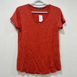 J‎ Mclaughlin Kacey Top XS NWT $68 Short Sleeve Scoop Neck Linen Burnt Orange